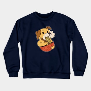 Cute Cartoon Dog Eating Ramen Crewneck Sweatshirt